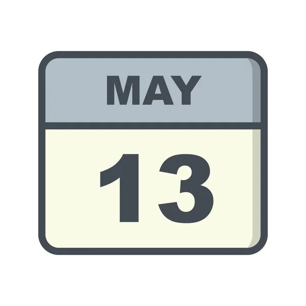 13 mei datum op een enkele dag kalender — Stockfoto