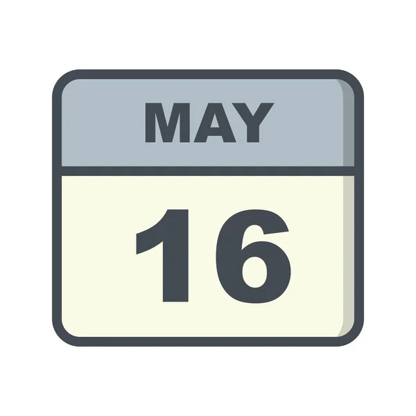 16 de maio Data em um calendário de um único dia — Fotografia de Stock