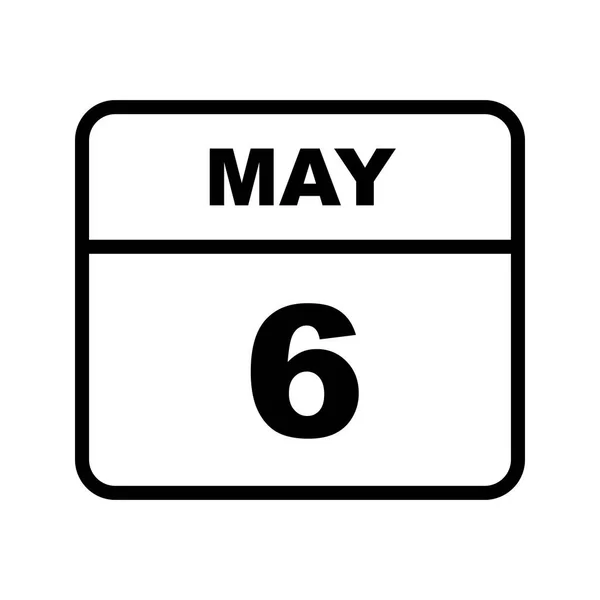Ημερομηνία 6ο Μαΐου σε ημερολόγιο μίας ημέρας — Φωτογραφία Αρχείου