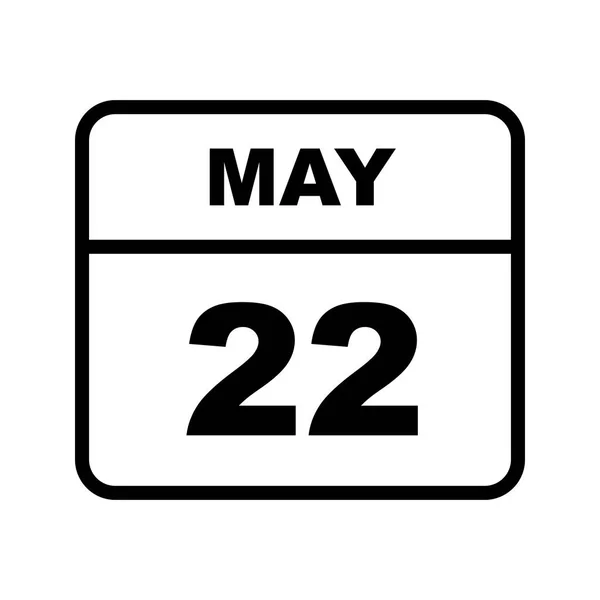 22 de maio Data em um calendário de um único dia — Fotografia de Stock