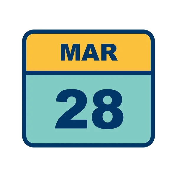 28. März Datum an einem einzigen Tag Kalender — Stockfoto