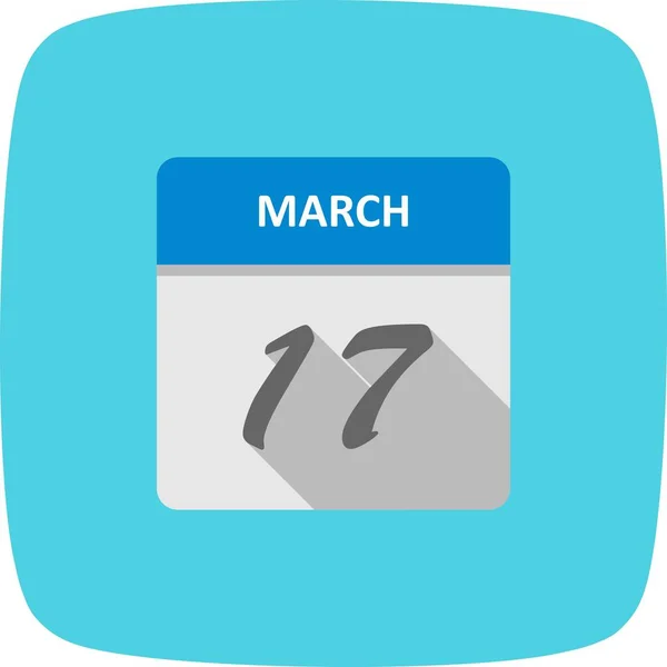 17th Μαρτίου ημερομηνία σε ημερολόγιο μίας ημέρας — Φωτογραφία Αρχείου