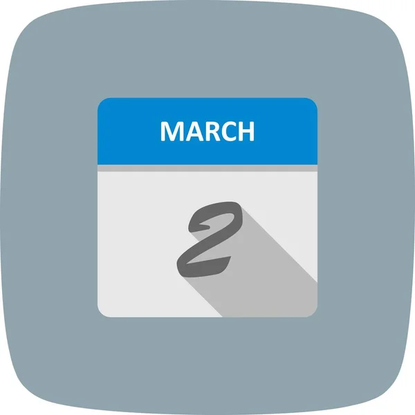 2 maart datum op een enkele dag kalender — Stockfoto