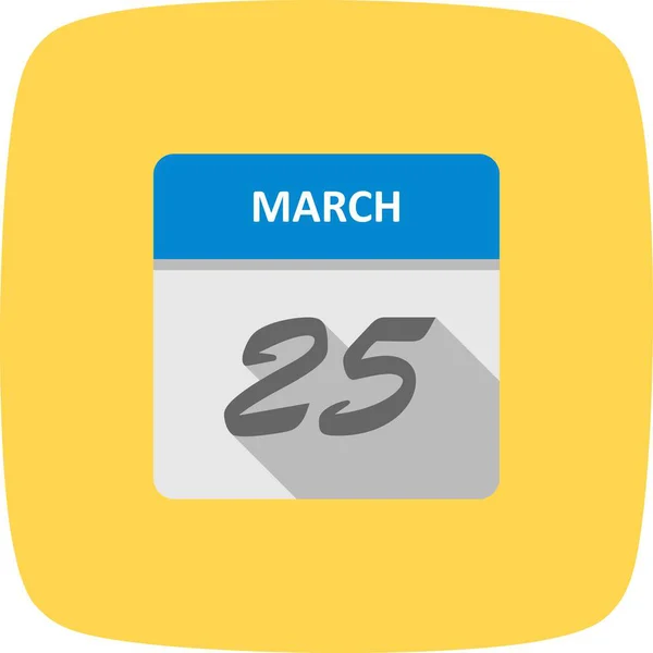 25 mars Date sur un calendrier d'un seul jour — Photo