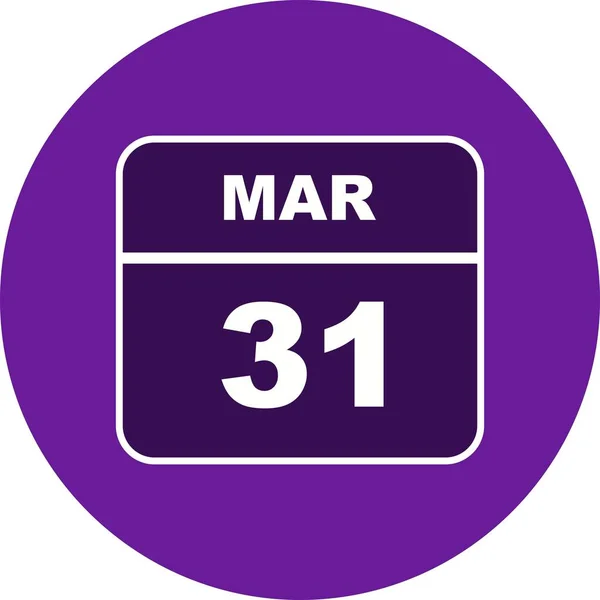 31 marca Data w kalendarzu jednodniowe — Zdjęcie stockowe