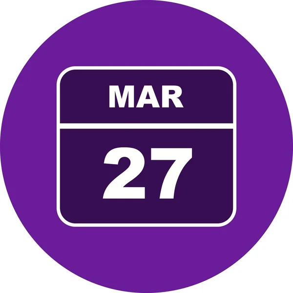 3月27日1日のカレンダーの日付 — ストック写真