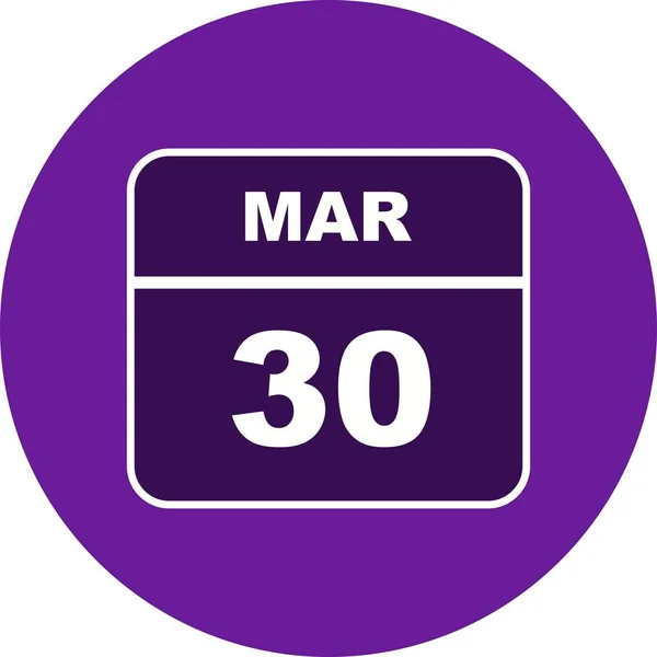 March 30th Date on a Single Day Calendar — Stock Photo, Image