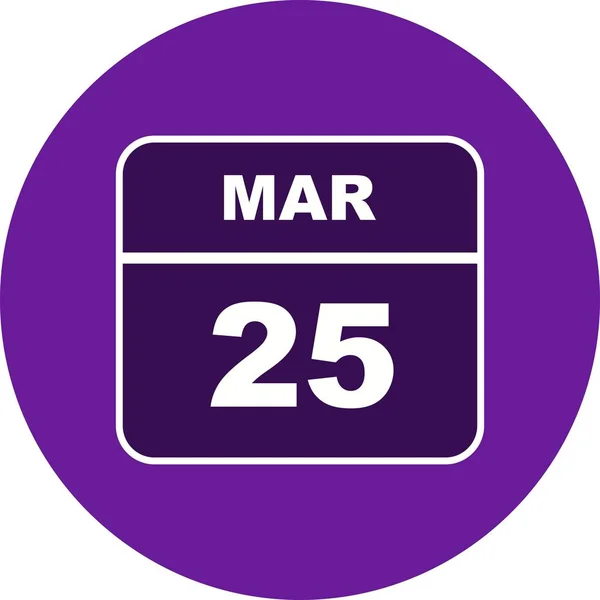 25 mars datum på en enda dag kalender — Stockfoto