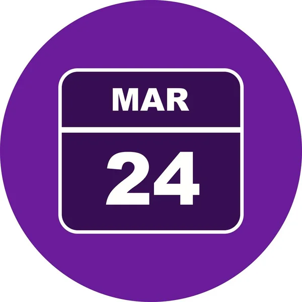 24 marca Data w kalendarzu jednodniowe — Zdjęcie stockowe