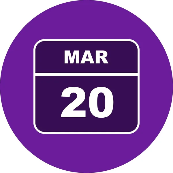 March 20th Date on a Single Day Calendar — Stock Photo, Image