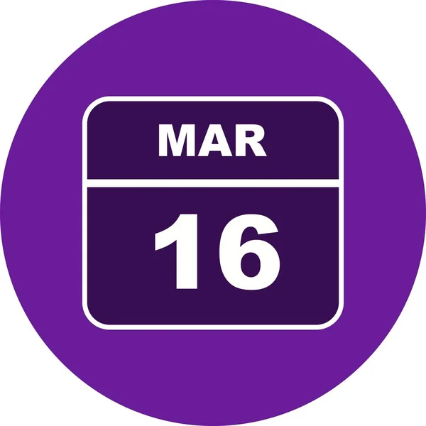 16 mars datum på en enda dag kalender — Stockfoto