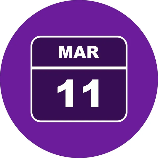 11 marca Data w kalendarzu jednodniowe — Zdjęcie stockowe