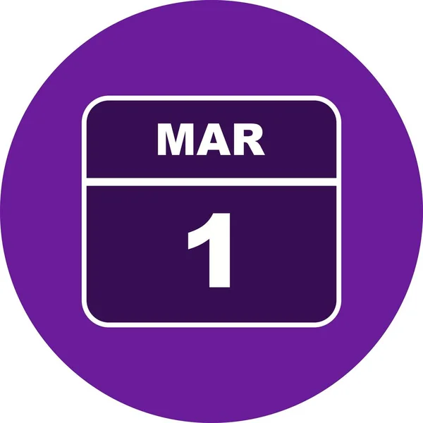 1 mars datum på en enda dag kalender — Stockfoto