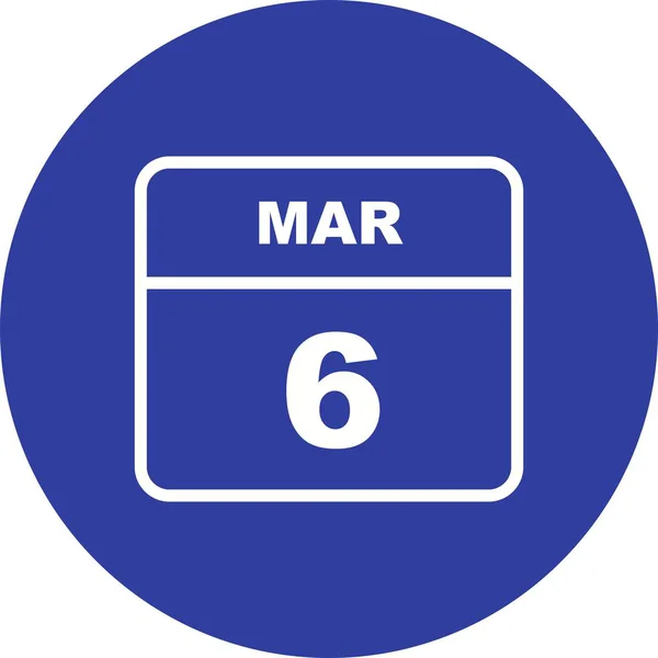 3月6日在单日日历上 — 图库照片