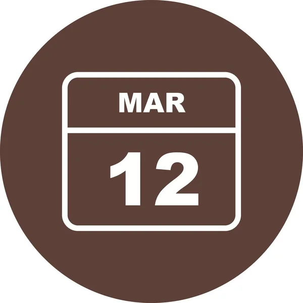 March 12th Date on a Single Day Calendar — Stock Photo, Image