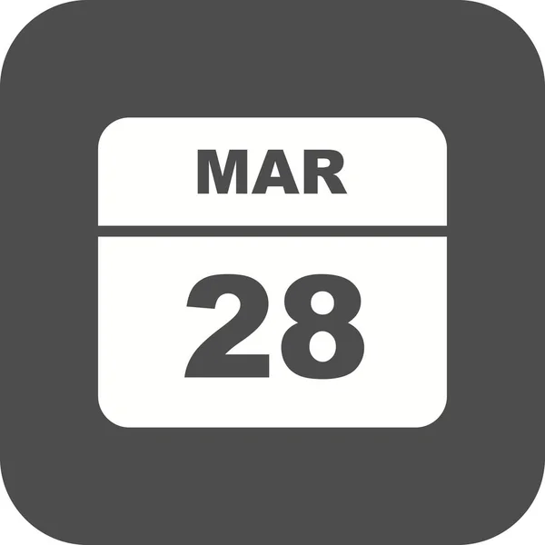 28. März Datum an einem einzigen Tag Kalender — Stockfoto
