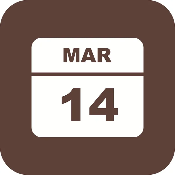 14. März Datum an einem einzigen Tag Kalender — Stockfoto