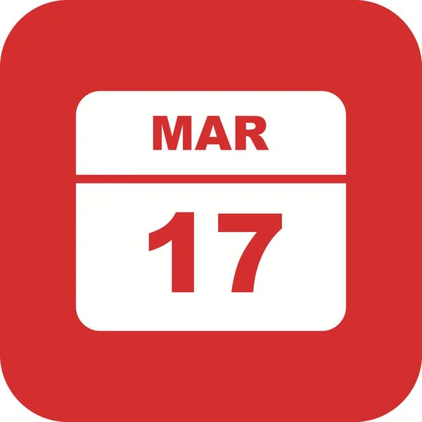 17 de marzo Fecha en un calendario de un solo día — Foto de Stock