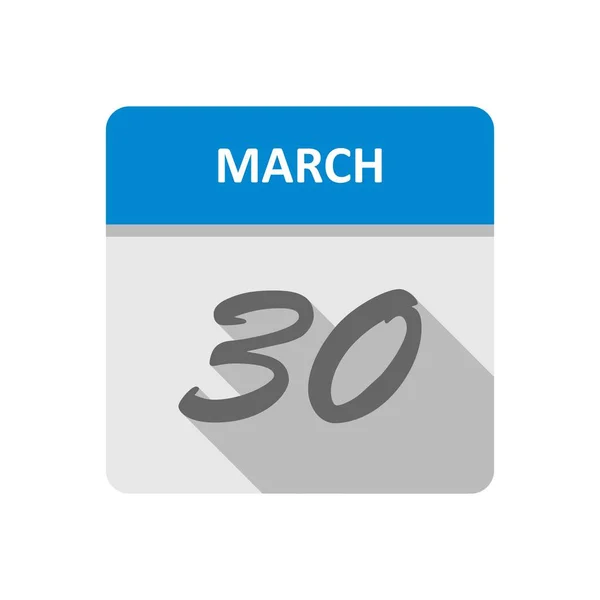 Дата 30 марта в календаре одного дня — стоковое фото