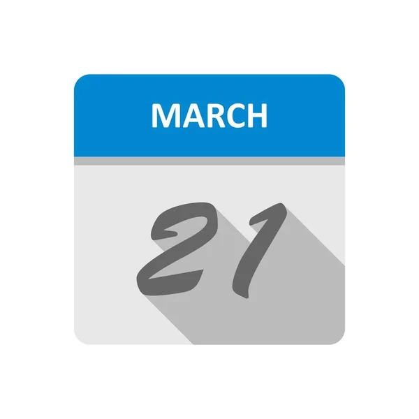 21ο Μαρτίου ημερομηνία σε ημερολόγιο μίας ημέρας — Φωτογραφία Αρχείου