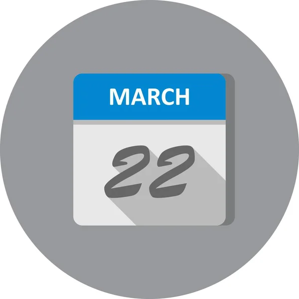 Дата 22 марта в календаре одного дня — стоковое фото