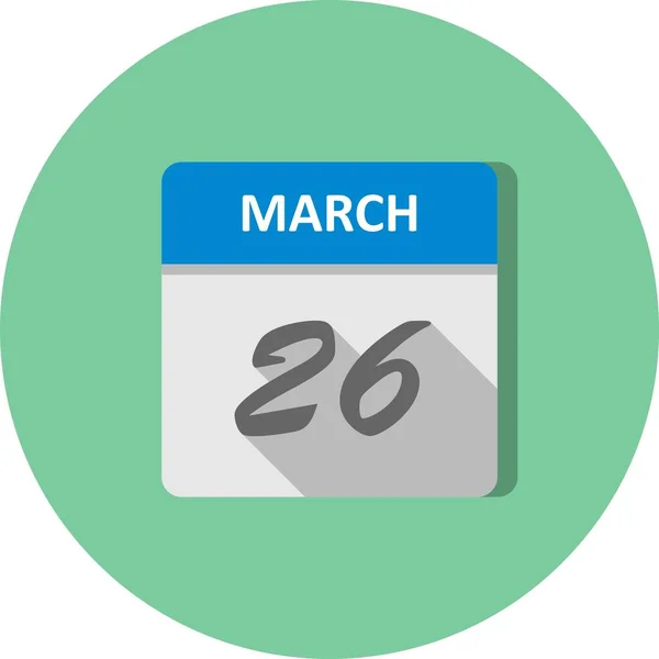26 de marzo Fecha en un calendario de un solo día — Foto de Stock
