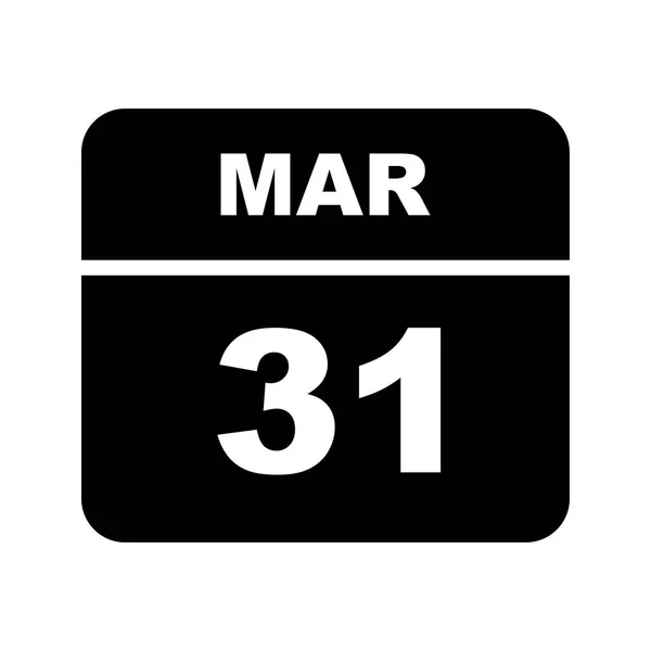 31 Marzo Data in un Calendario Unico Giorno — Foto Stock