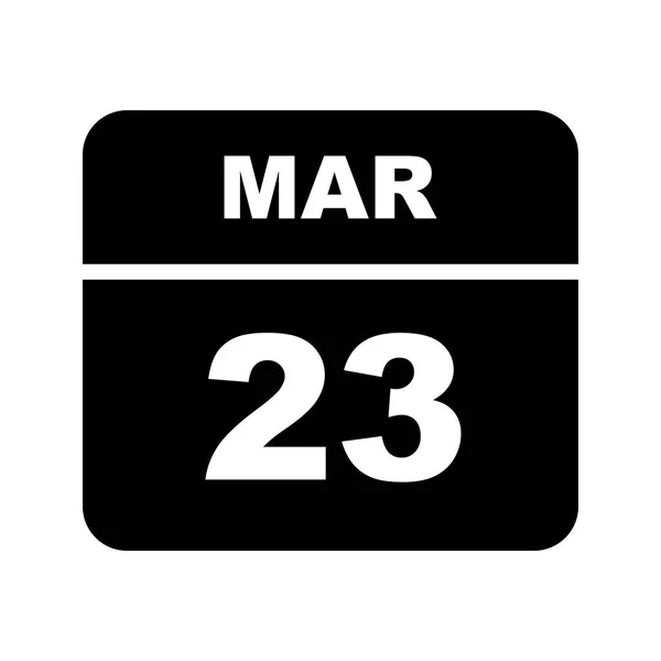 23 marca Data w kalendarzu jednodniowe — Zdjęcie stockowe