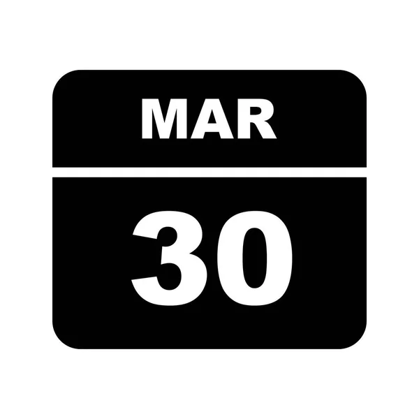 30 mars Date sur un calendrier d'un seul jour — Photo