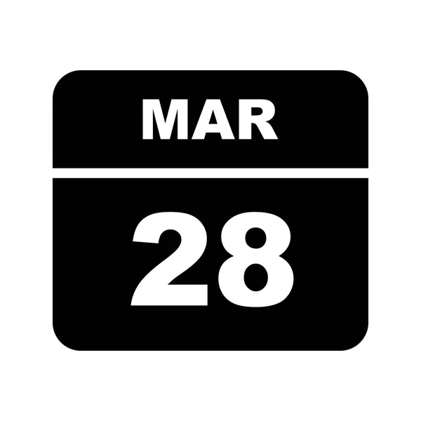 28 marca Data w kalendarzu jednodniowe — Zdjęcie stockowe