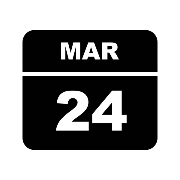 24 de março Data em um calendário único dia — Fotografia de Stock