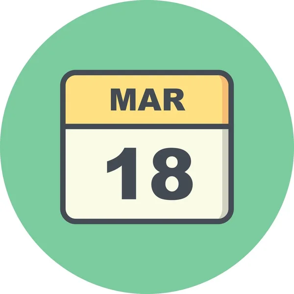 3月18日1日のカレンダー — ストック写真