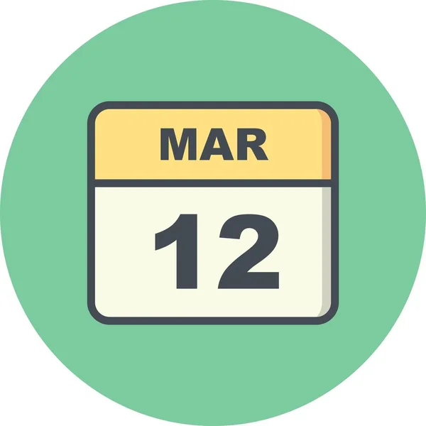 12 mars datum på en enda dag kalender — Stockfoto