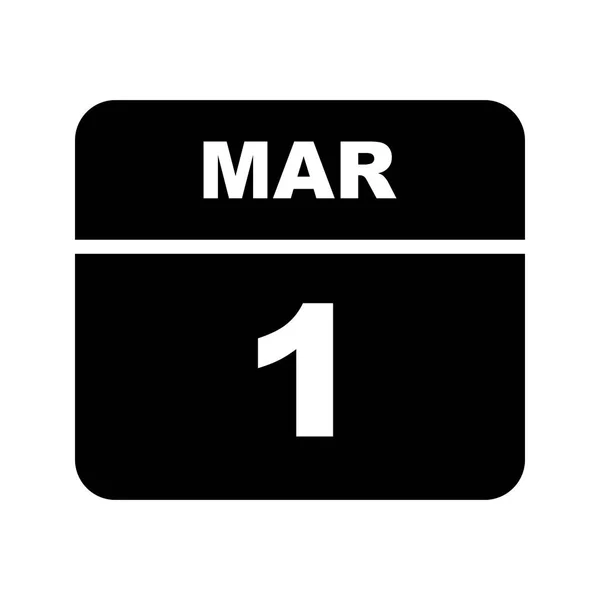 单日日历上的3月1日 — 图库照片