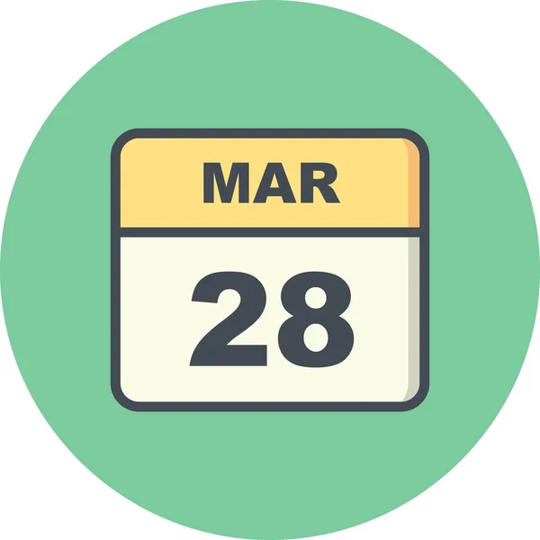 March 28th Date on a Single Day Calendar — Stock Photo, Image