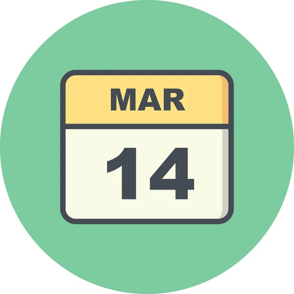 14 mars datum på en enda dag kalender — Stockfoto