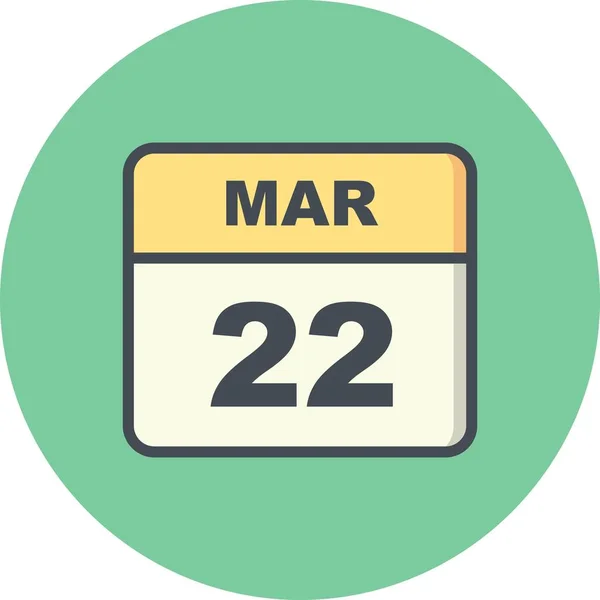 22 Marzo Data in un Calendario Unico Giorno — Foto Stock