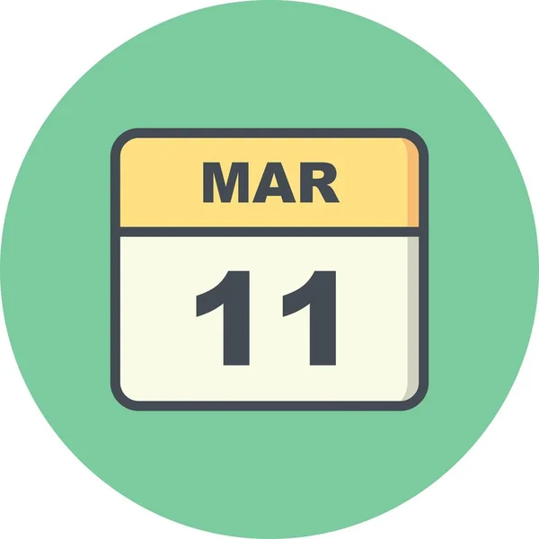Дата 11 марта в календаре одного дня — стоковое фото