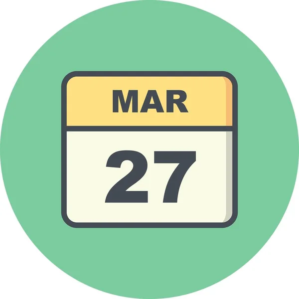 27 de marzo Fecha en un calendario de un solo día — Foto de Stock