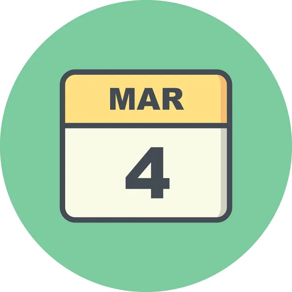 4 Mart tarihinde tek bir gün takvimi — Stok fotoğraf
