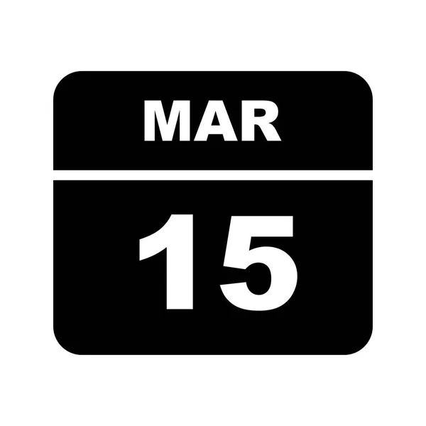 Дата 15 марта в календаре одного дня — стоковое фото