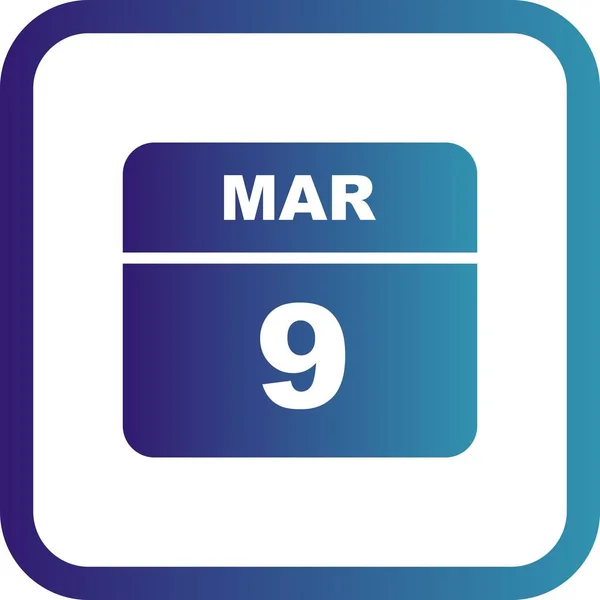 March 9th Date on a Single Day Calendar — Stock Photo, Image