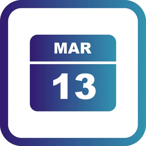 13 mars datum på en enda dag kalender — Stockfoto