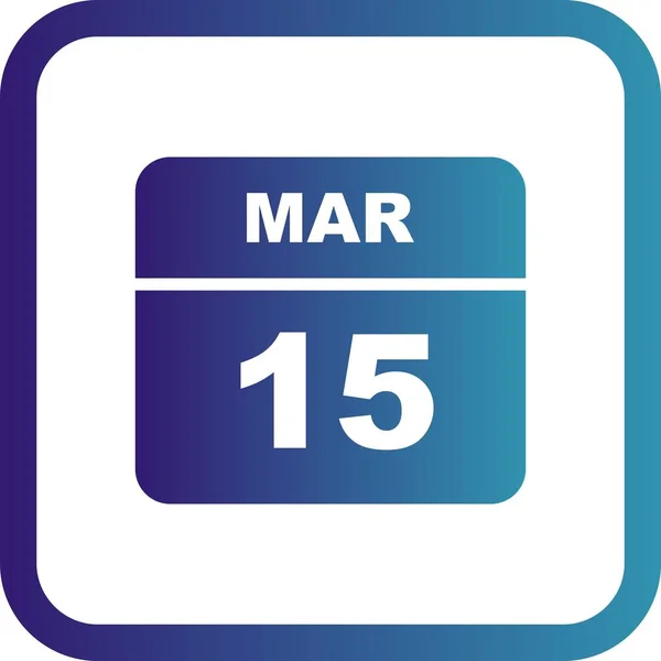 March 15th Date on a Single Day Calendar — Stock Photo, Image