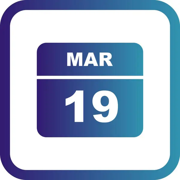 March 19th Date on a Single Day Calendar — Stock Photo, Image