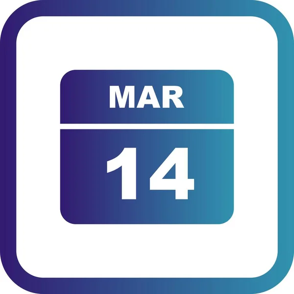 14 mars datum på en enda dag kalender — Stockfoto