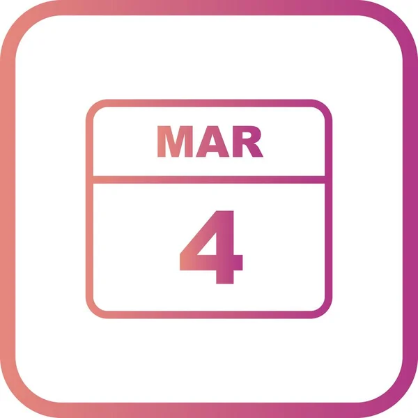 4ο Μαρτίου ημερομηνία σε ημερολόγιο μίας ημέρας — Φωτογραφία Αρχείου