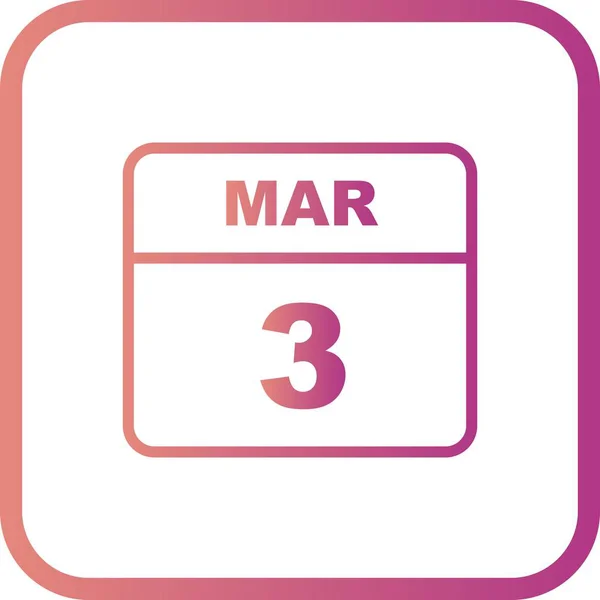 3ο Μαρτίου ημερομηνία σε ημερολόγιο μίας ημέρας — Φωτογραφία Αρχείου