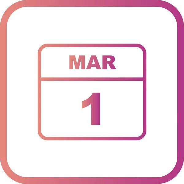 March 1st Date on a Single Day Calendar — Stock Photo, Image