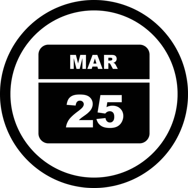 25 de marzo Fecha en un calendario de un solo día — Foto de Stock